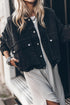 Metal Buttons Flap Pocket Drop Shoulder Denim Jacket